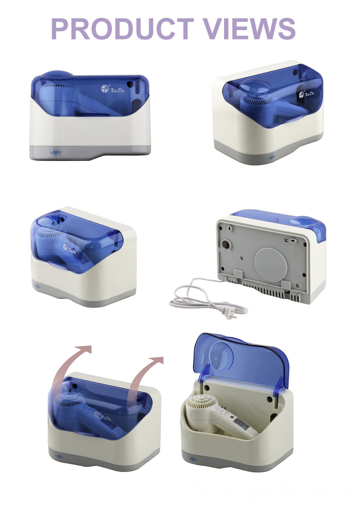 Low Power Haartrockner mit Kunststoffschutzhülle Low power hair dryer with plastic protective cover